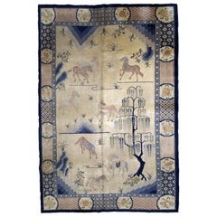 Handmade Antique Art Deco Chinese Rug, 1930s, 1B720