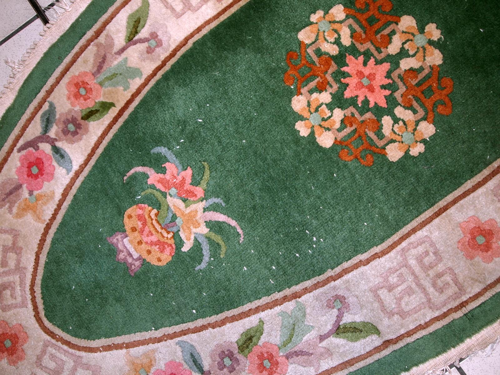 Handgefertigter antiker chinesischer Art-Déco-Teppich, 1930er Jahre, 1c619 (Handgeknüpft) im Angebot