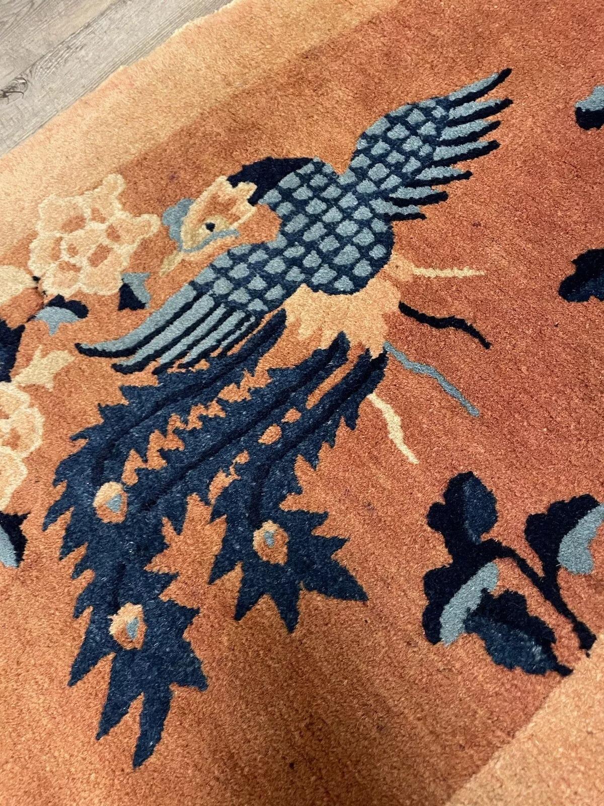 Handmade Antique Art Deco Chinese Rug 2' x 3.8', 1920s - 1N27 For Sale 2