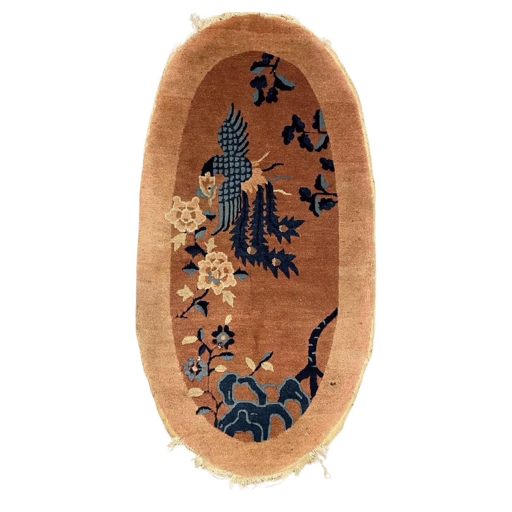 Handmade Antique Art Deco Chinese Rug 2' x 3.8', 1920s - 1N27
