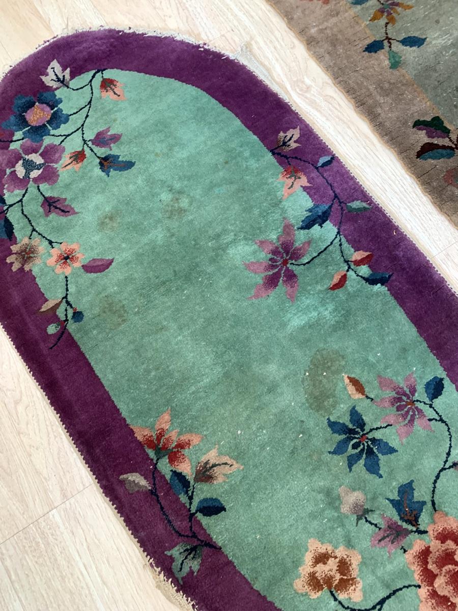 Handmade Antique Art Deco Chinese Rug 2.1' x 3.1' 1920s - 2B47 In Good Condition For Sale In Bordeaux, FR