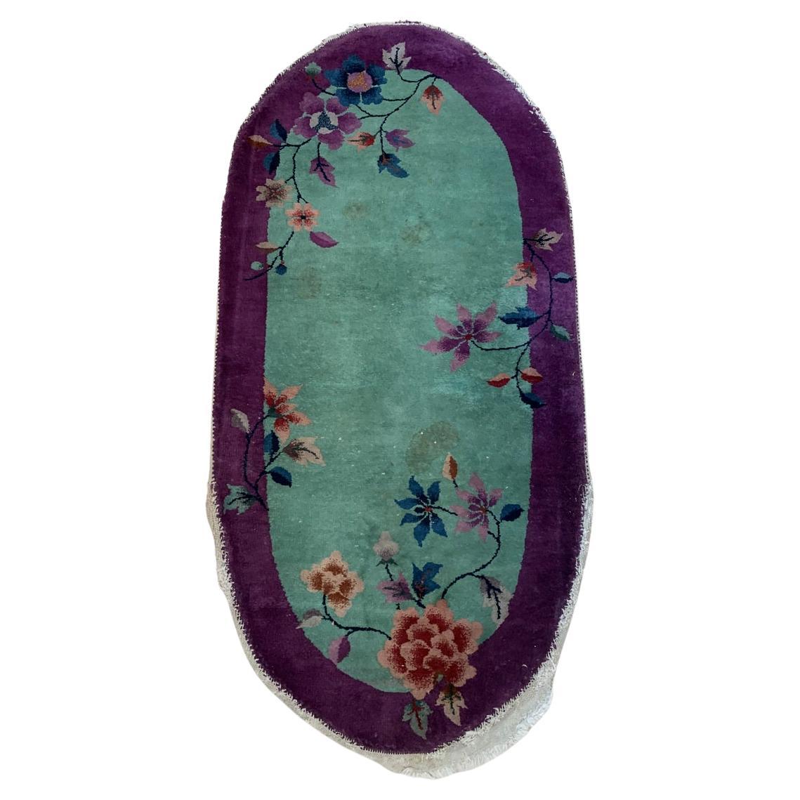 Handmade Antique Art Deco Chinese Rug 2.1' x 3.1' 1920s - 2B47