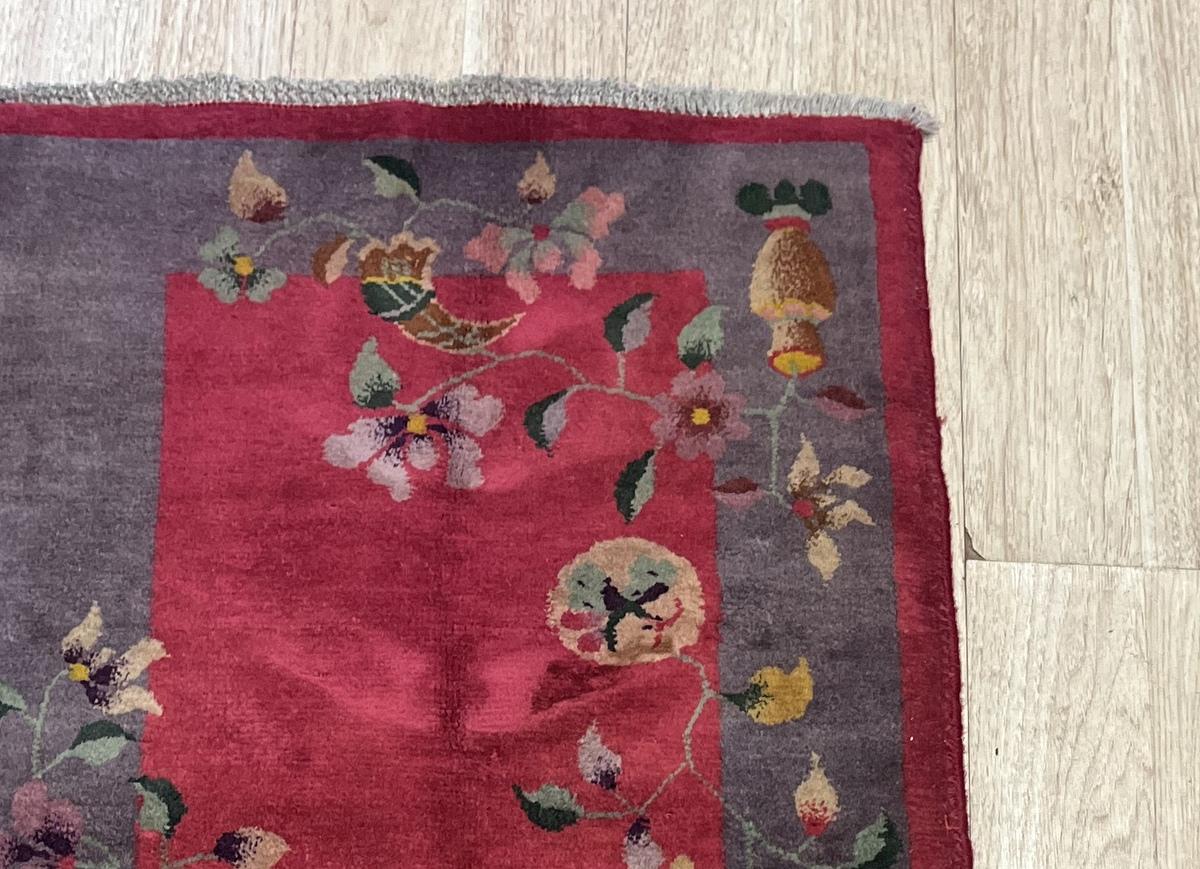 Début du 20ème siècle Tapis chinois Art Déco ancien fait à la main 2.1' x 3,11' 1920s - 2B52 en vente