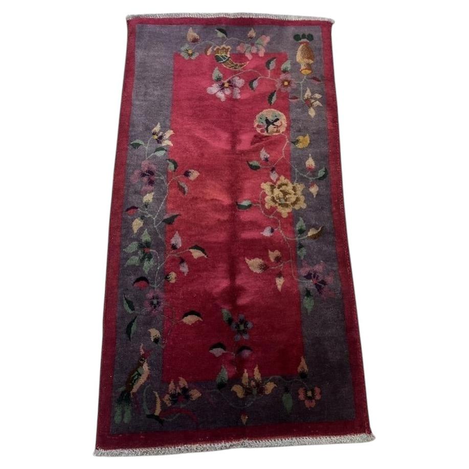 Handmade Antique Art Deco Chinese Rug 2.1' x 3.11' 1920s - 2B52 For Sale