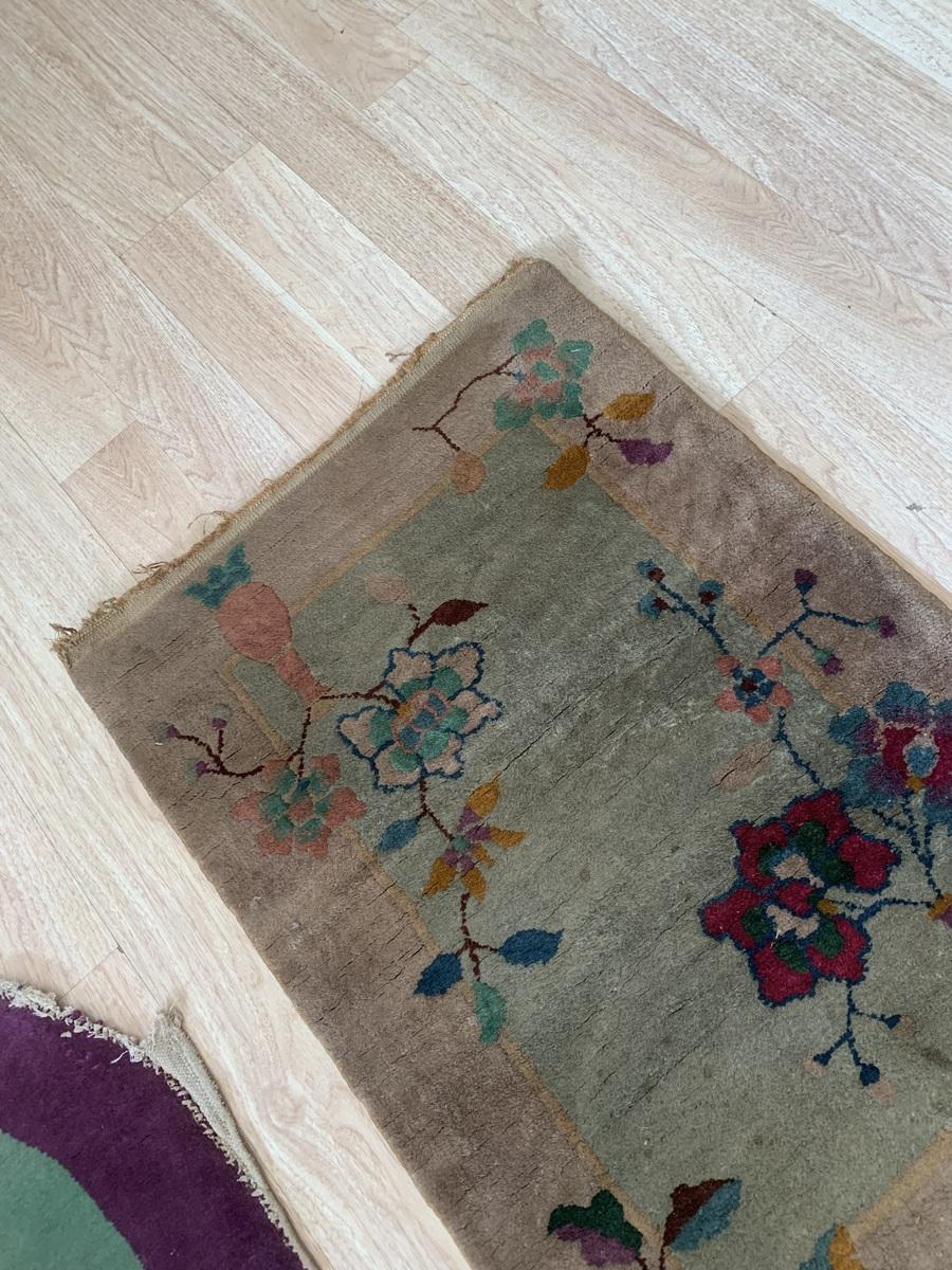 Tapis chinois Art Déco ancien fait à la main 2.1' x 3,2' 1920s - 2B48 Bon état - En vente à Bordeaux, FR
