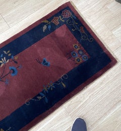 Handmade Antique Art Deco Chinese Rug 2.1' x 4', 1920s - 2B81