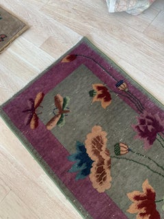 Handmade Antique Art Deco Chinese Rug 2.1' x 4.1' 1920s - 2B49