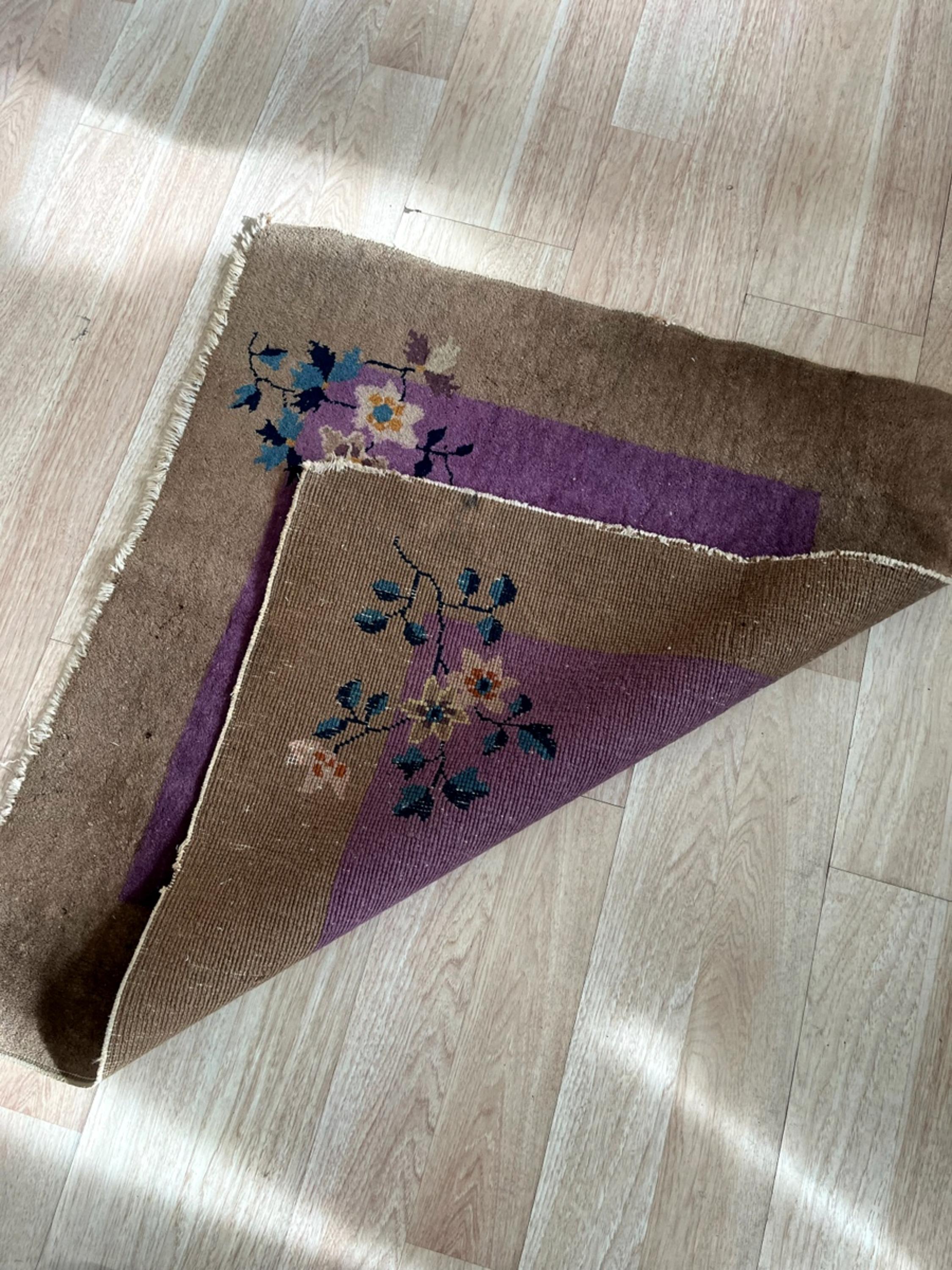 Noué à la main Tapis chinois Art Déco ancien fait à la main 2,10' x 3' 1920 - 2B54 en vente