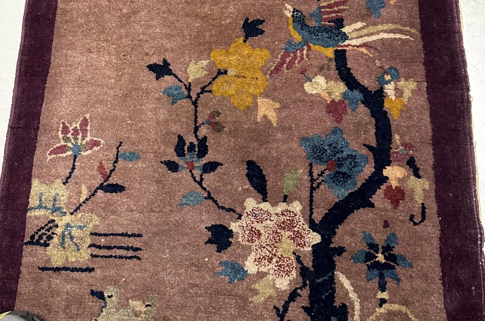 Noué à la main Tapis chinois Art Déco ancien fait à la main 2,3' x 4,3' 1920 - 2B62 en vente
