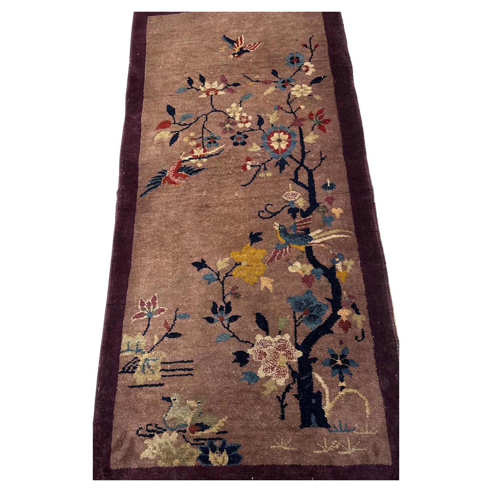 Handmade Antique Art Deco Chinese Rug 2.3' x 4.3' 1920s - 2B62