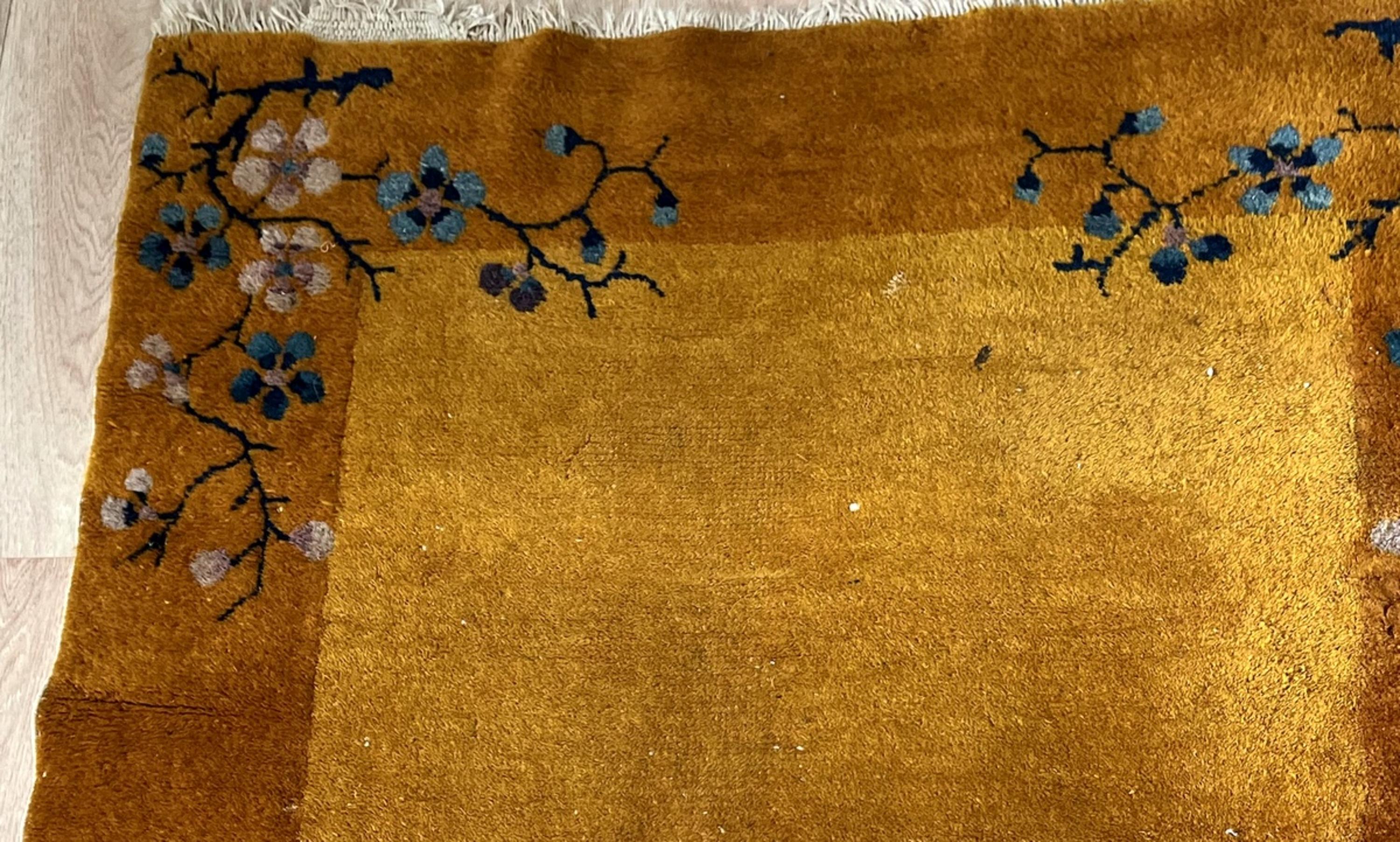 Hand-Knotted Handmade Antique Art Deco Chinese Rug 3' x 4.10' 1920s - 2B53 For Sale