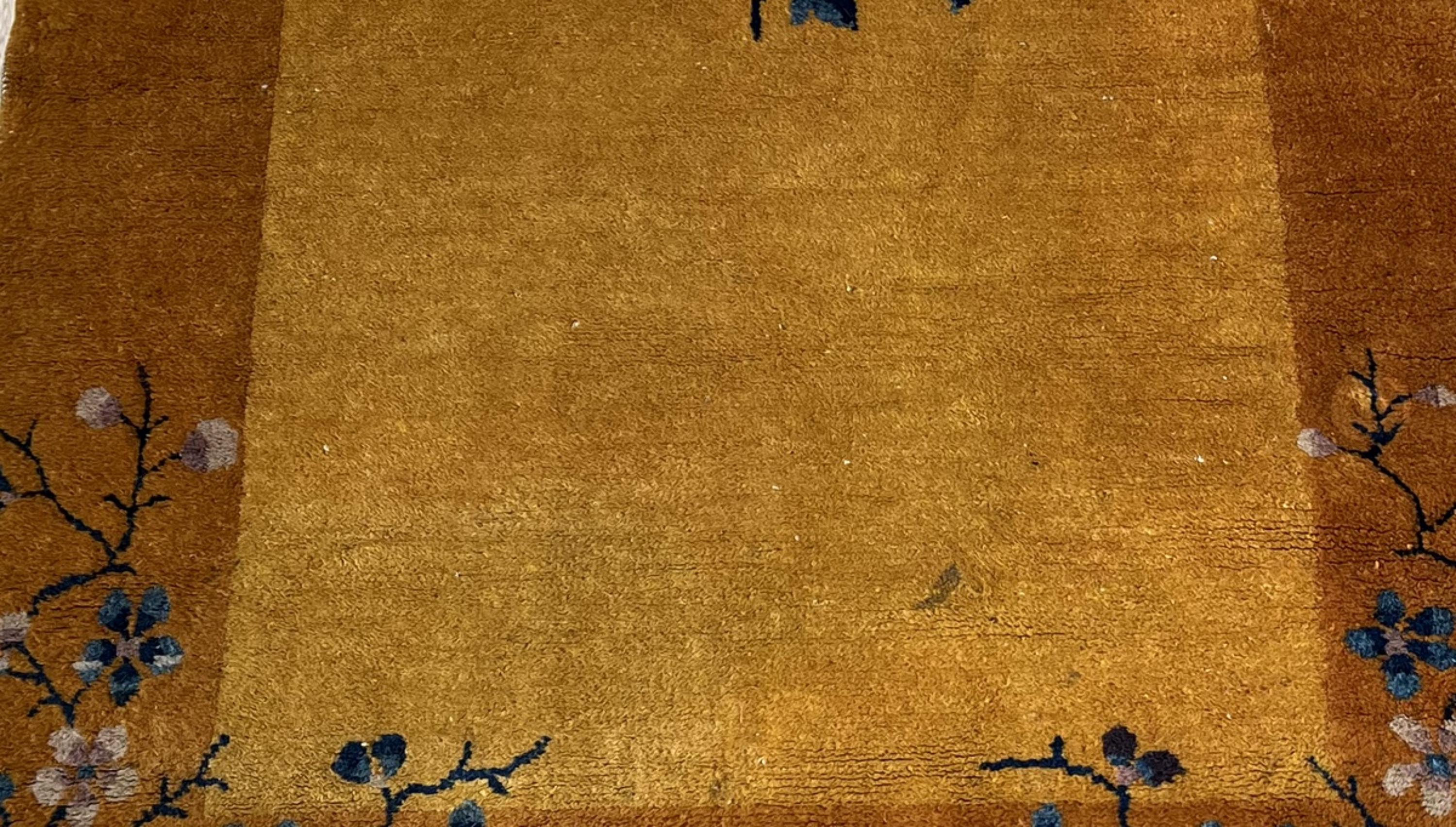Handmade Antique Art Deco Chinese Rug 3' x 4.10' 1920s - 2B53 In Good Condition For Sale In Bordeaux, FR