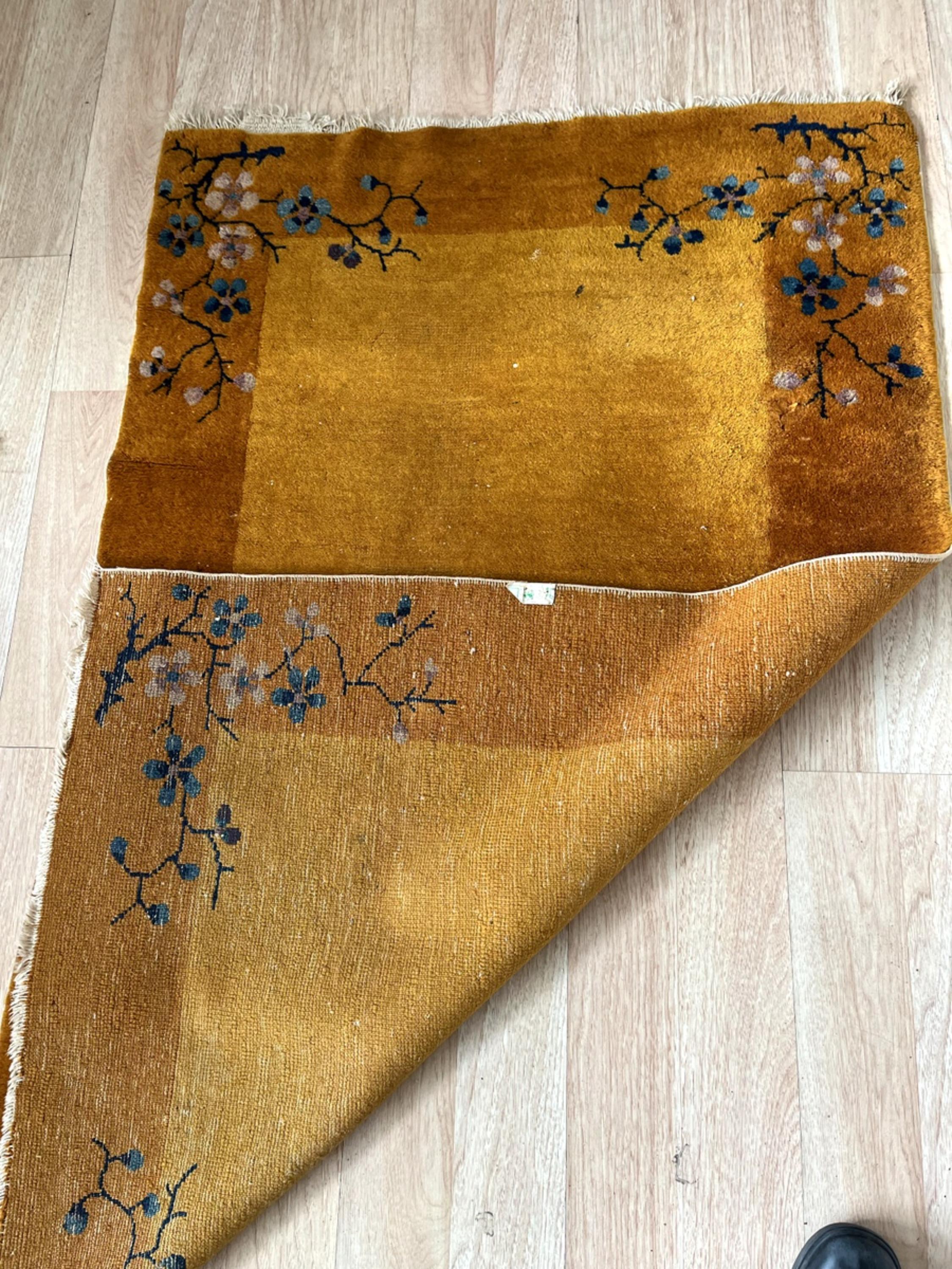 Early 20th Century Handmade Antique Art Deco Chinese Rug 3' x 4.10' 1920s - 2B53 For Sale
