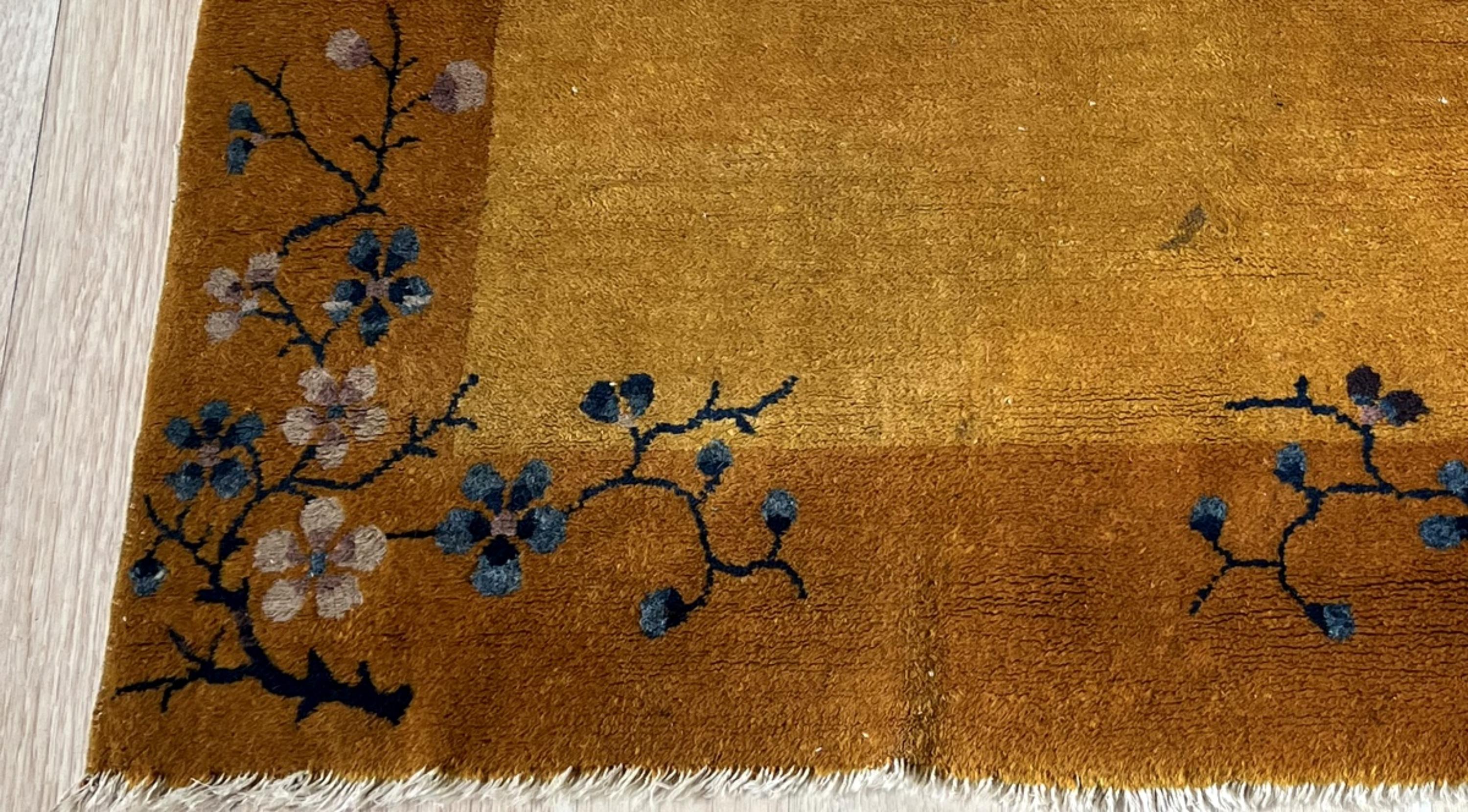 Wool Handmade Antique Art Deco Chinese Rug 3' x 4.10' 1920s - 2B53 For Sale