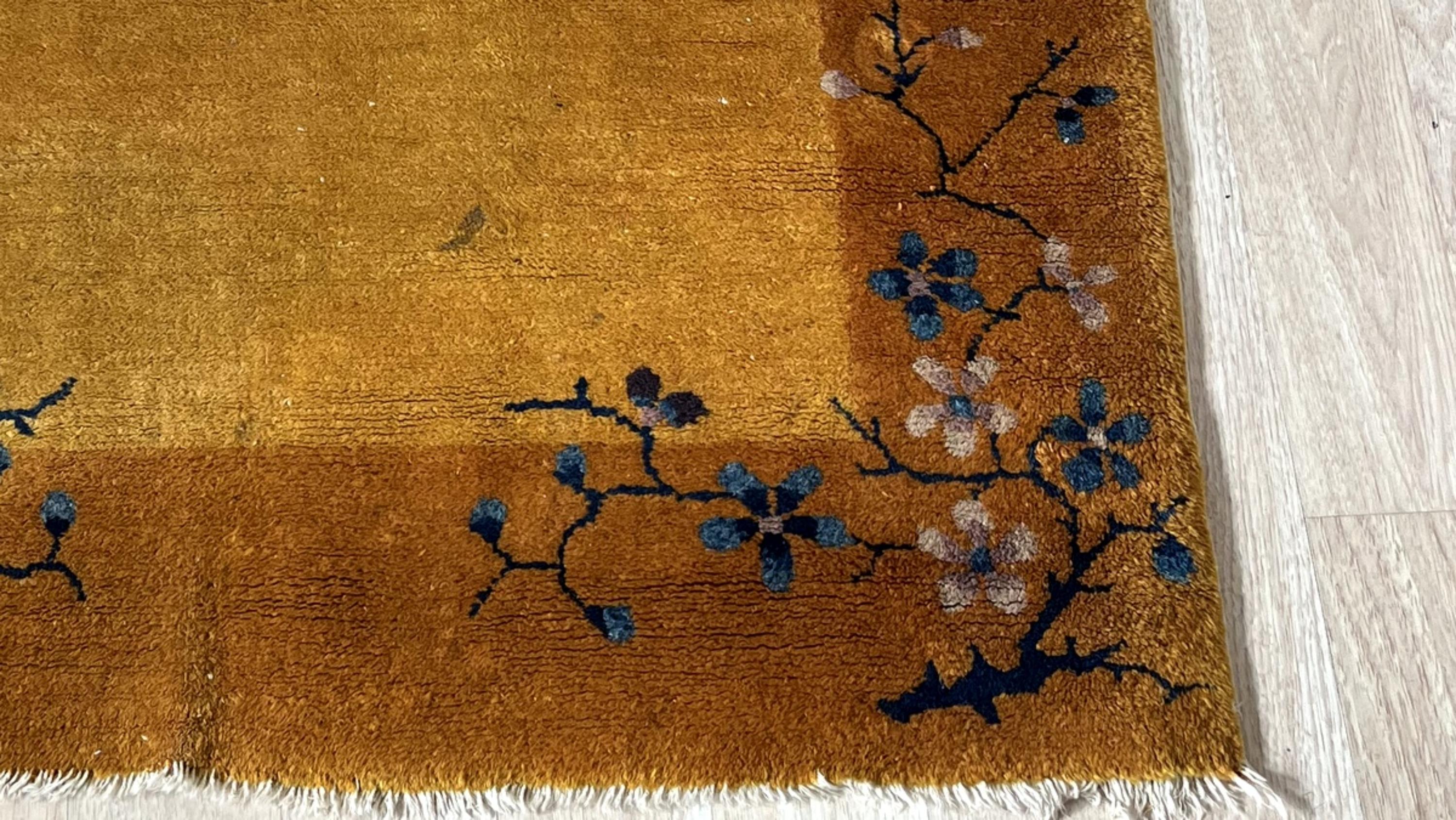 Handmade Antique Art Deco Chinese Rug 3' x 4.10' 1920s - 2B53 For Sale 1