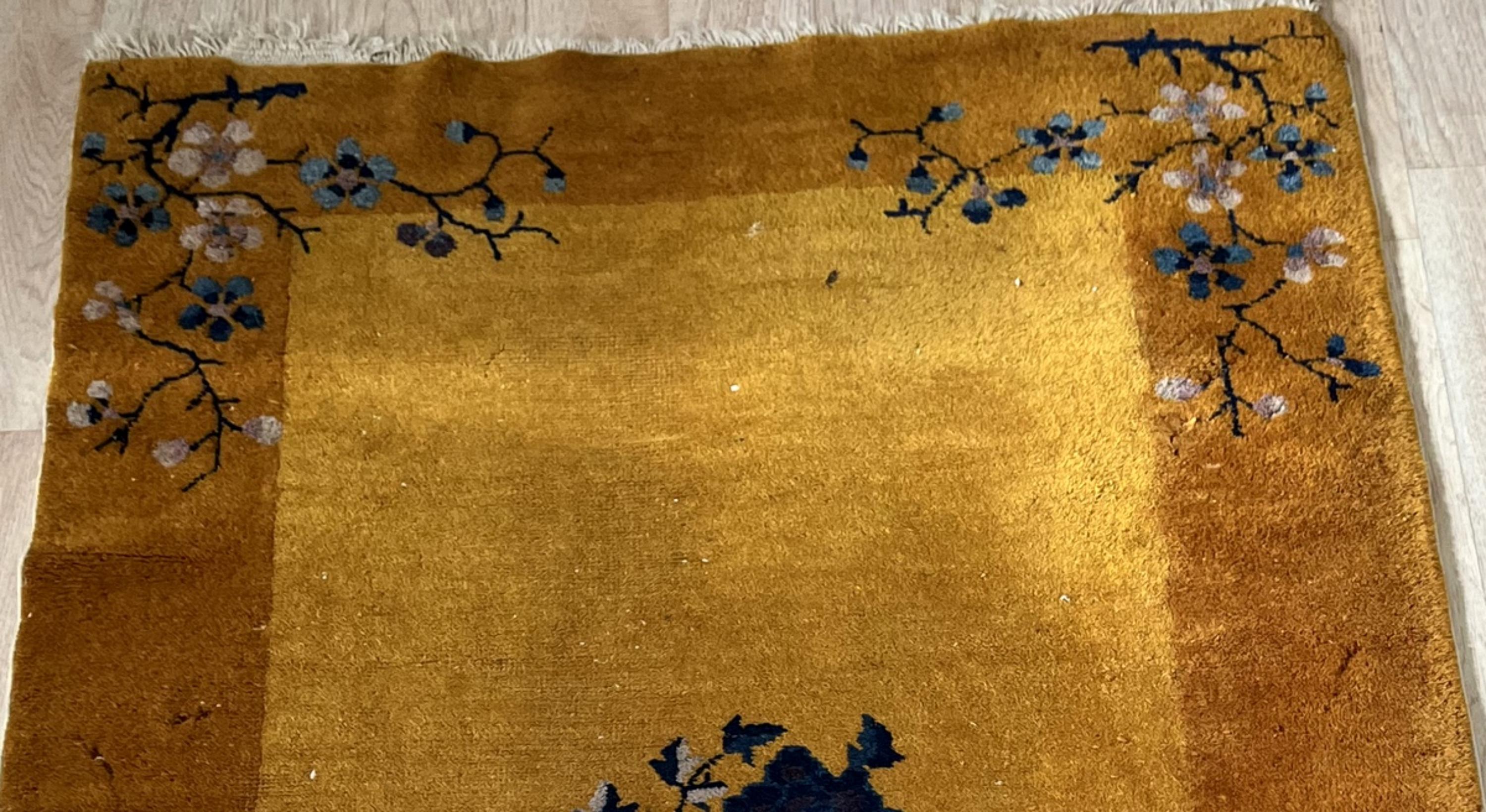 Handmade Antique Art Deco Chinese Rug 3' x 4.10' 1920s - 2B53 For Sale 2