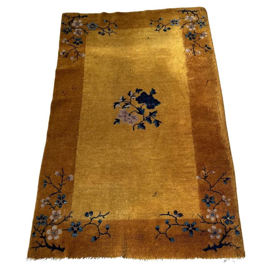Handmade Antique Art Deco Chinese Rug 3' x 4.10' 1920s - 2B53 For Sale