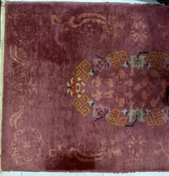 Handmade Antique Art Deco Chinese Rug 3.1' x 4.10' 1920s - 2B61