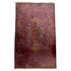 Handmade Antique Art Deco Chinese Rug 3.1' x 4.10' 1920s - 2B61