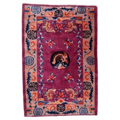 Handgefertigte antike Art Deco Chinese Rug 3.1' x 4.5', 1920er Jahre - 1C1134