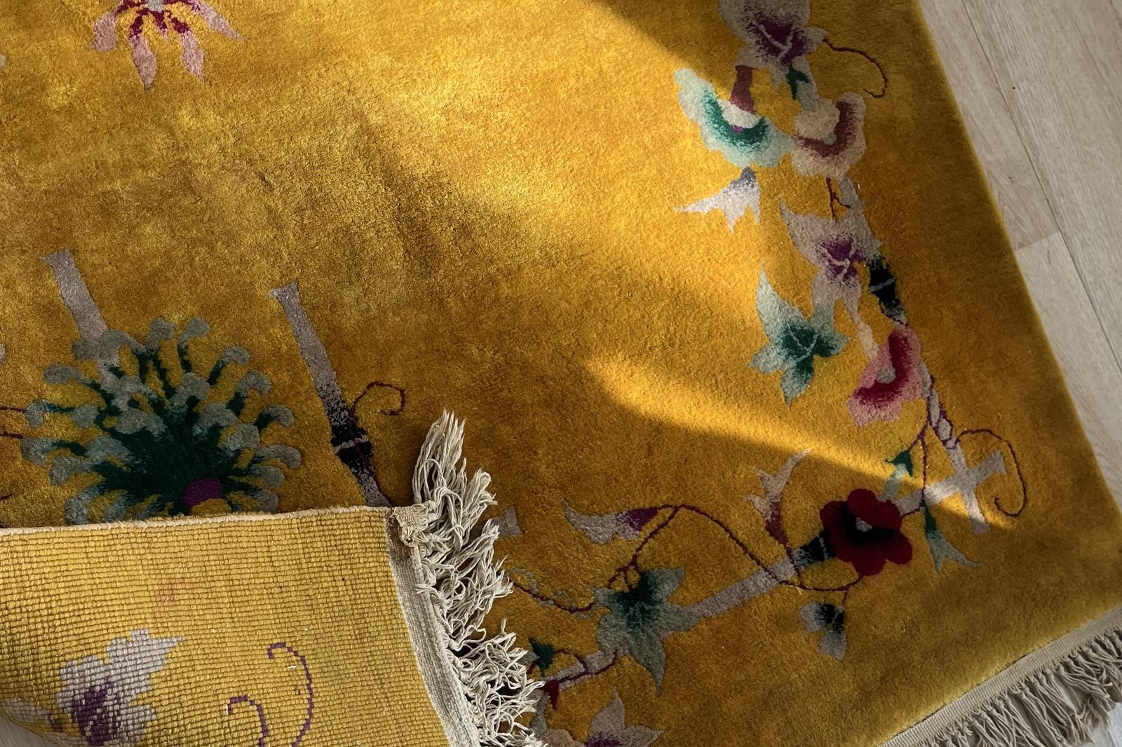 Tapis chinois Art Déco ancien fait à la main 4' x 6,10' 1920s - 2B55 en vente 2