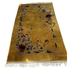 Handmade Antique Art Deco Chinese Rug 4' x 6.10' 1920s - 2B55