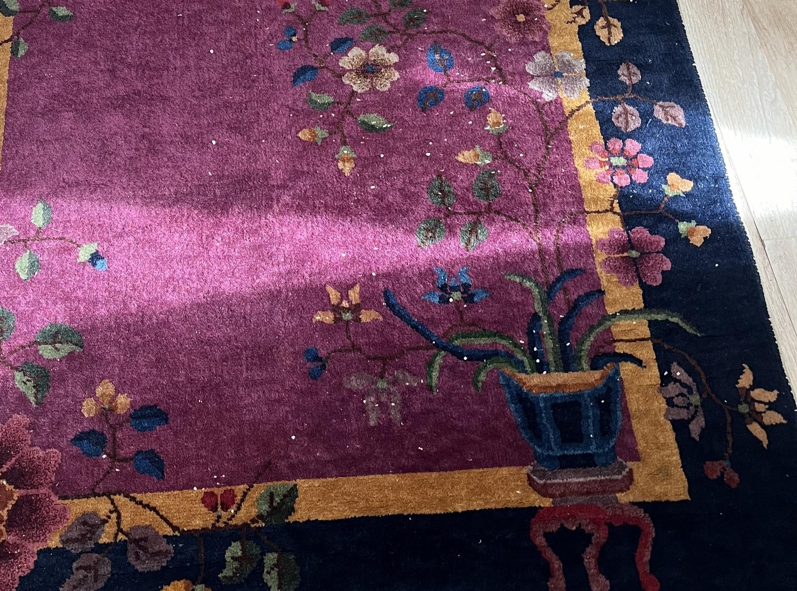 Early 20th Century Handmade Antique Art Deco Chinese Rug 4' x 7' 1920s - 2B56 For Sale