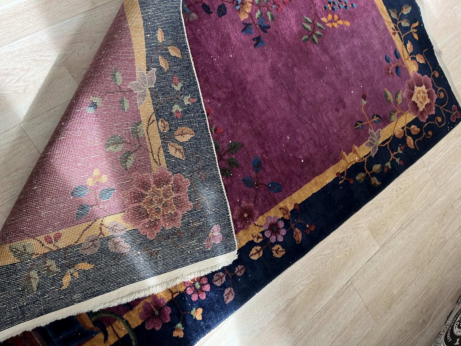Handmade Antique Art Deco Chinese Rug 4' x 7' 1920s - 2B56 For Sale 1