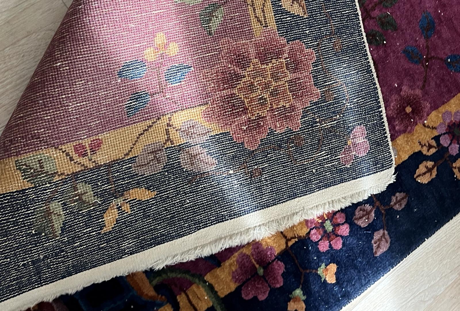 Handmade Antique Art Deco Chinese Rug 4' x 7' 1920s - 2B56 For Sale 2
