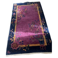 Handmade Antique Art Deco Chinese Rug 4' x 7' 1920s - 2B56