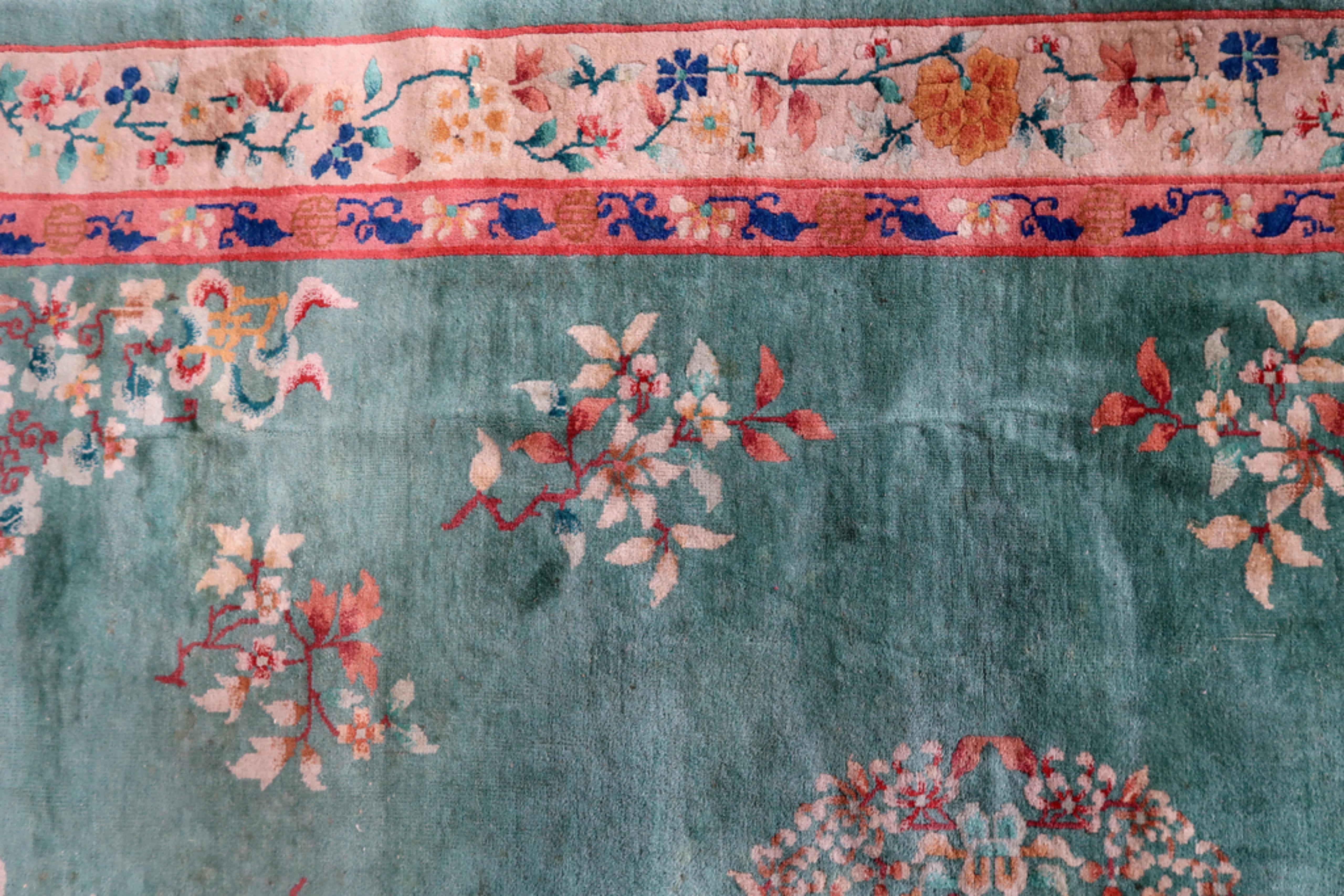 Tapis chinois Art Déco ancien fait à la main 7' x 9,6', années 1920 - 1C1102 en vente 5