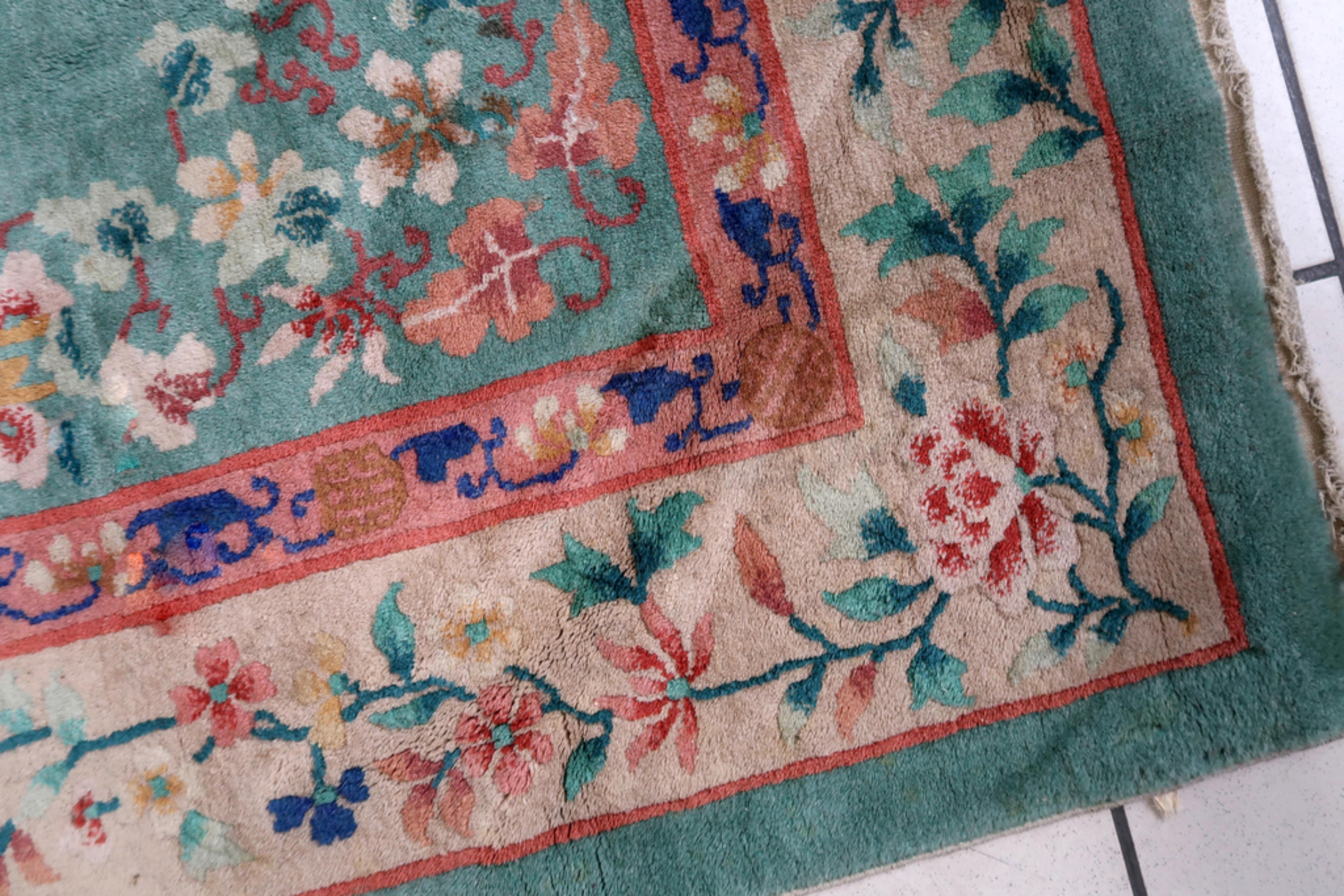 Tapis chinois Art Déco ancien fait à la main 7' x 9,6', années 1920 - 1C1102 en vente 1