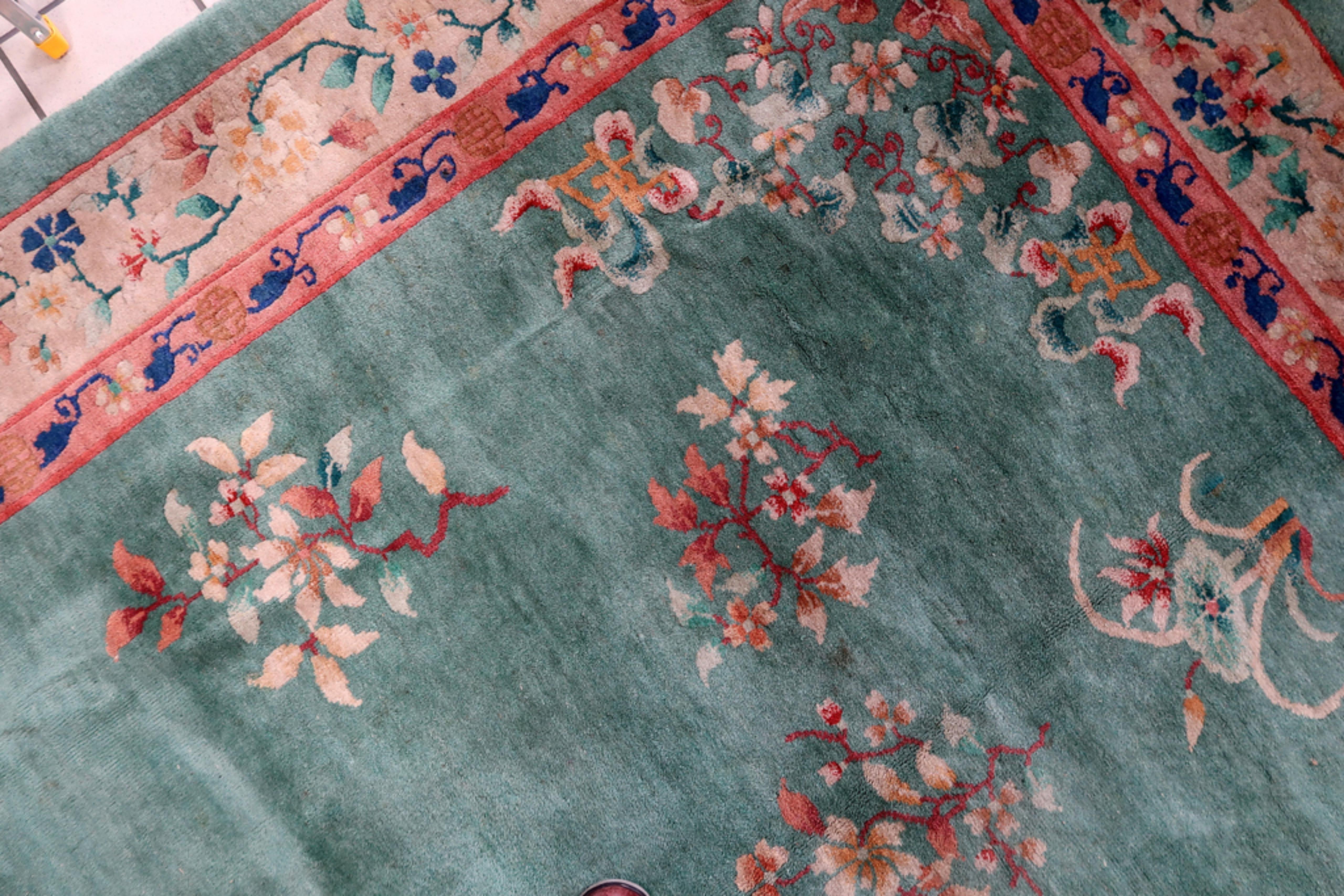 Tapis chinois Art Déco ancien fait à la main 7' x 9,6', années 1920 - 1C1102 en vente 3
