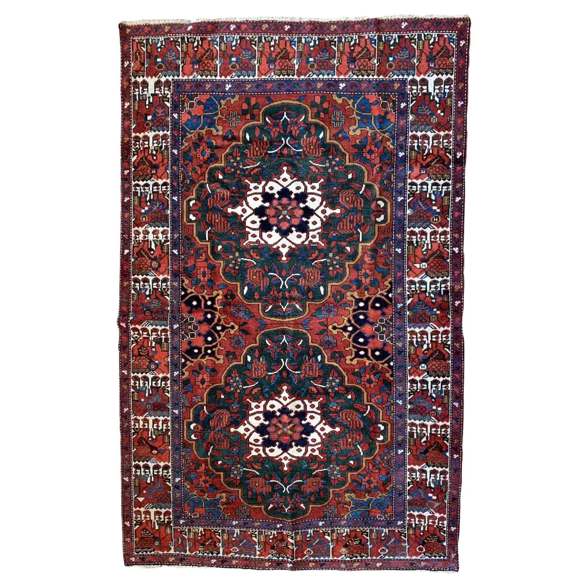 Handmade Antique Bakhtiari Style Rug, 1920s, 1B896 For Sale