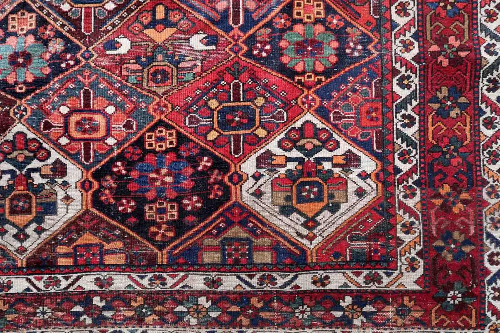 Wool Handmade Antique Bakhtiari Style Rug, 1930s, 1C1056