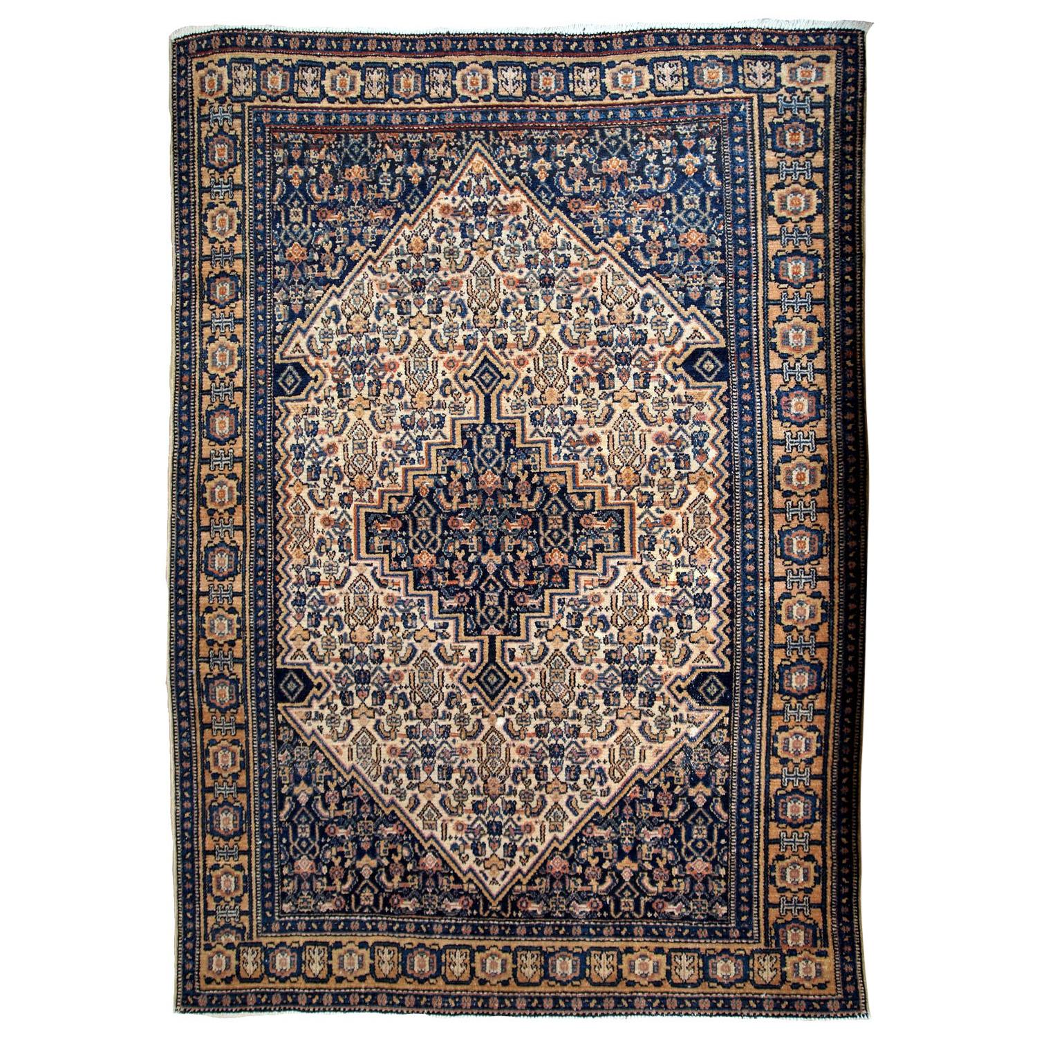 Handmade Antique Bibikabab Style Rug, 1920s, 1B672 For Sale