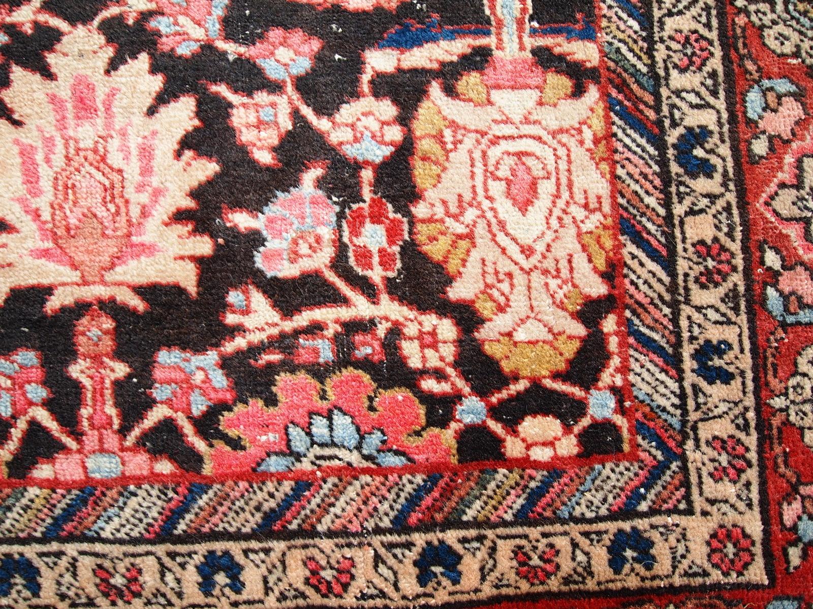 Handgefertigter antiker Teppich im Bidjar-Stil, 1930er Jahre, 1C289 im Angebot 3