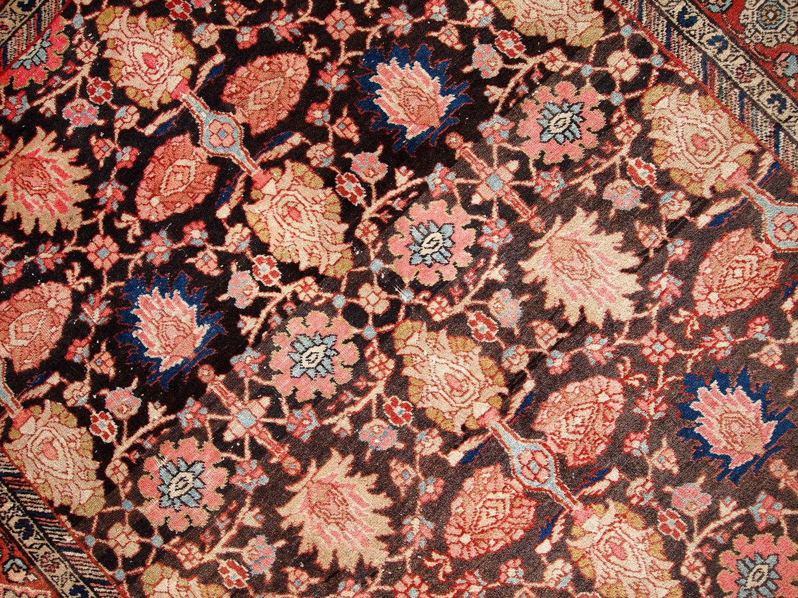 Handgefertigter antiker Teppich im Bidjar-Stil, 1930er Jahre, 1C289 im Zustand „Gut“ im Angebot in Bordeaux, FR
