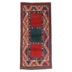 Handmade Antique Caucasian Borjalu Kazak Rug 4.3' x 8.11', 1900s - 2B26