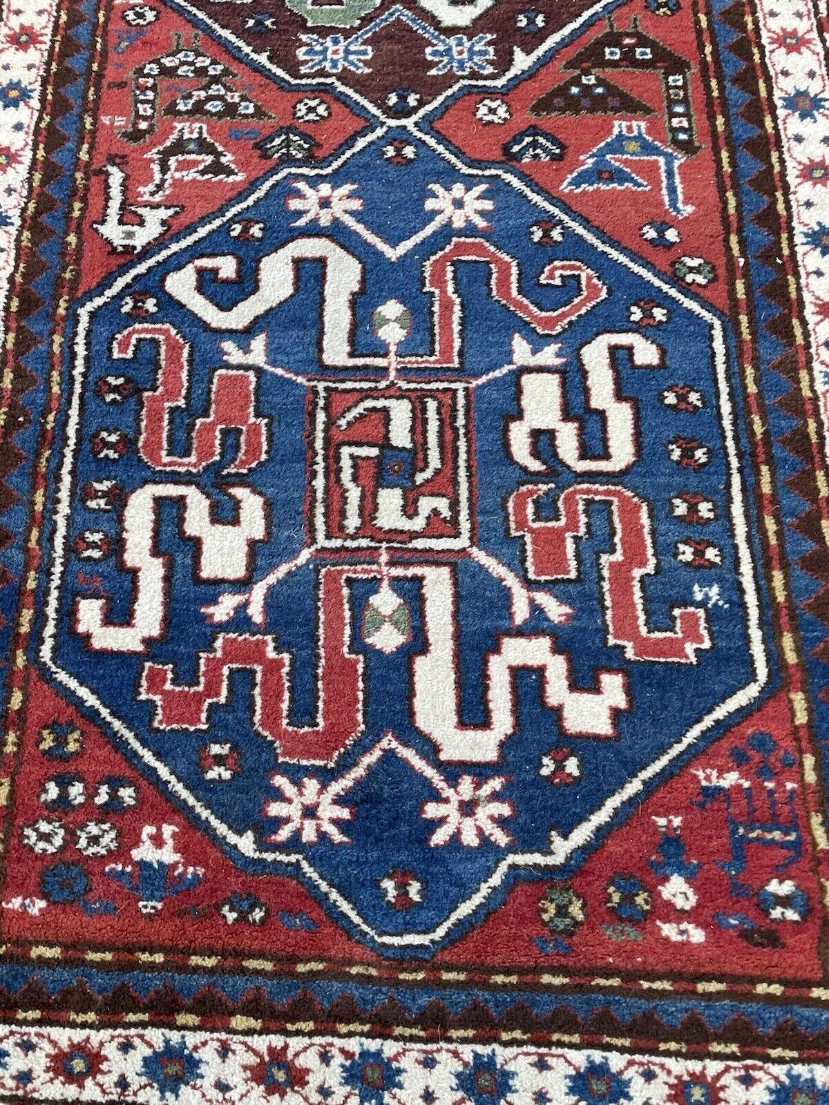 Alfombra antigua caucásica kazaka hecha a mano 3,7' x 9,2, años 20 - 1N95 en venta 4