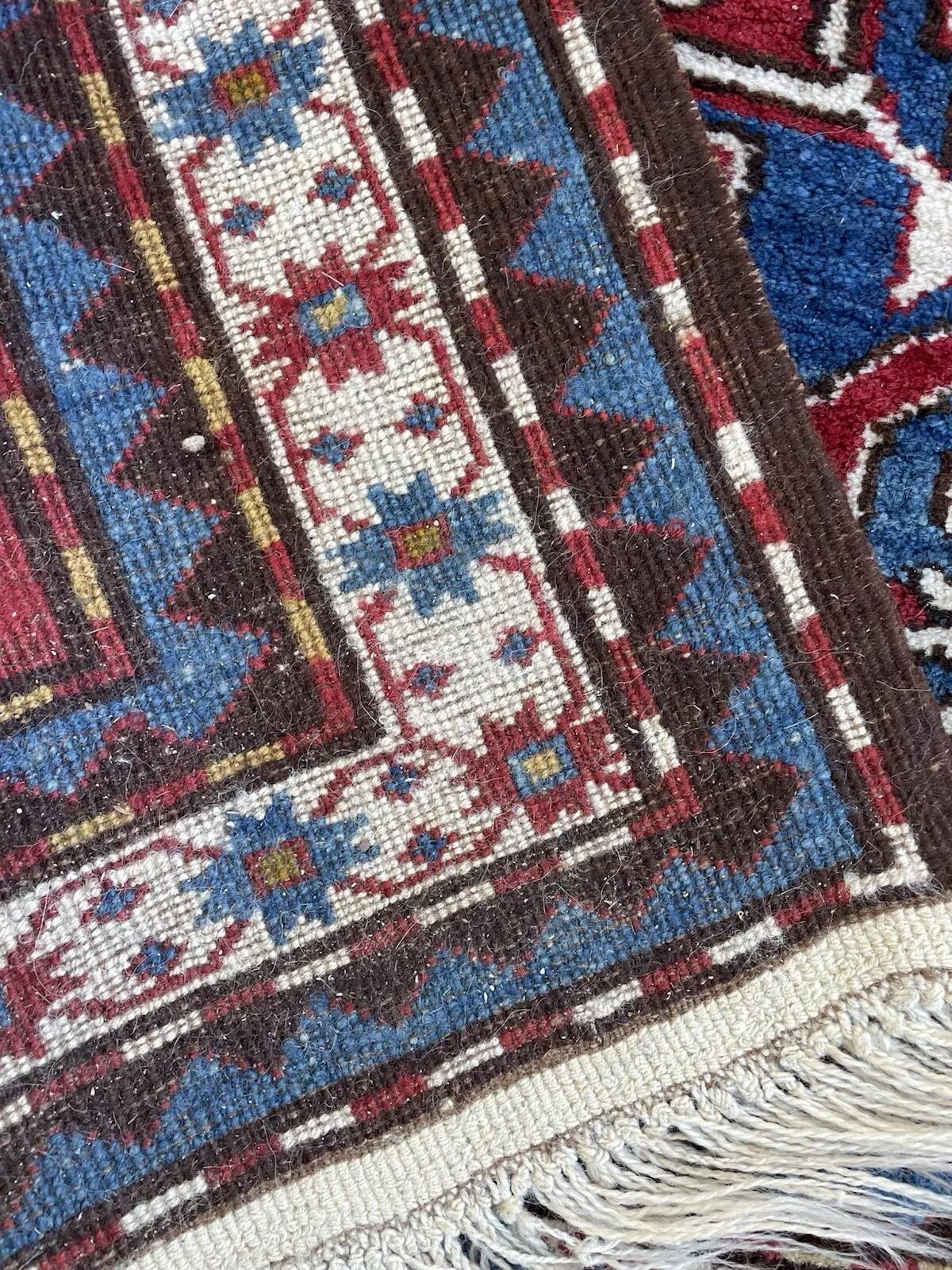 Alfombra antigua caucásica kazaka hecha a mano 3,7' x 9,2, años 20 - 1N95 Anudado a mano en venta