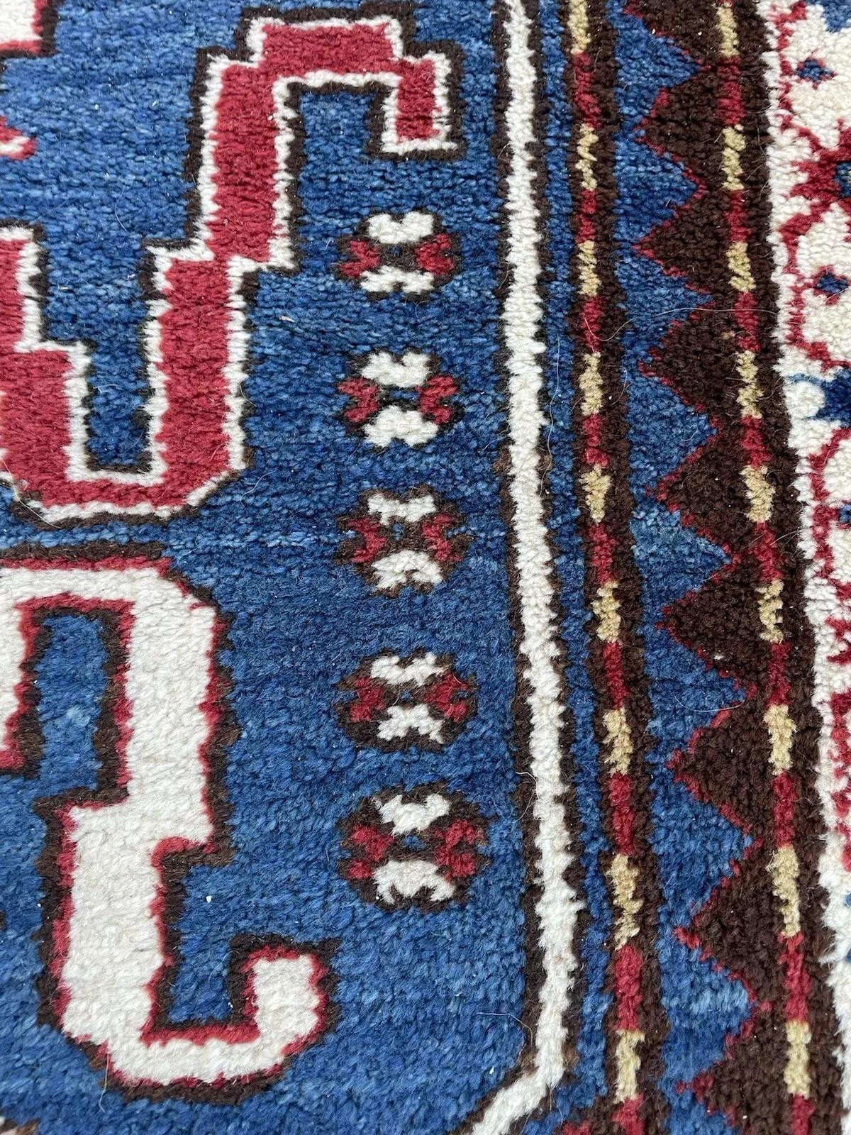 Alfombra antigua caucásica kazaka hecha a mano 3,7' x 9,2, años 20 - 1N95 en Bueno estado para la venta en Bordeaux, FR