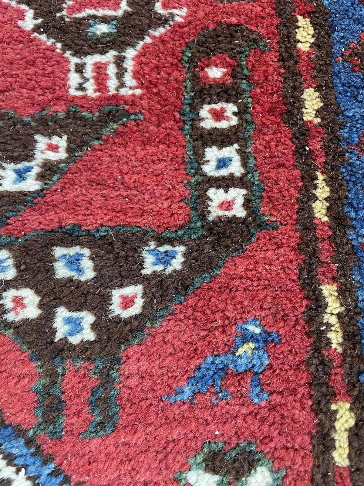 Alfombra antigua caucásica kazaka hecha a mano 3,7' x 9,2, años 20 - 1N95 principios del siglo XX en venta
