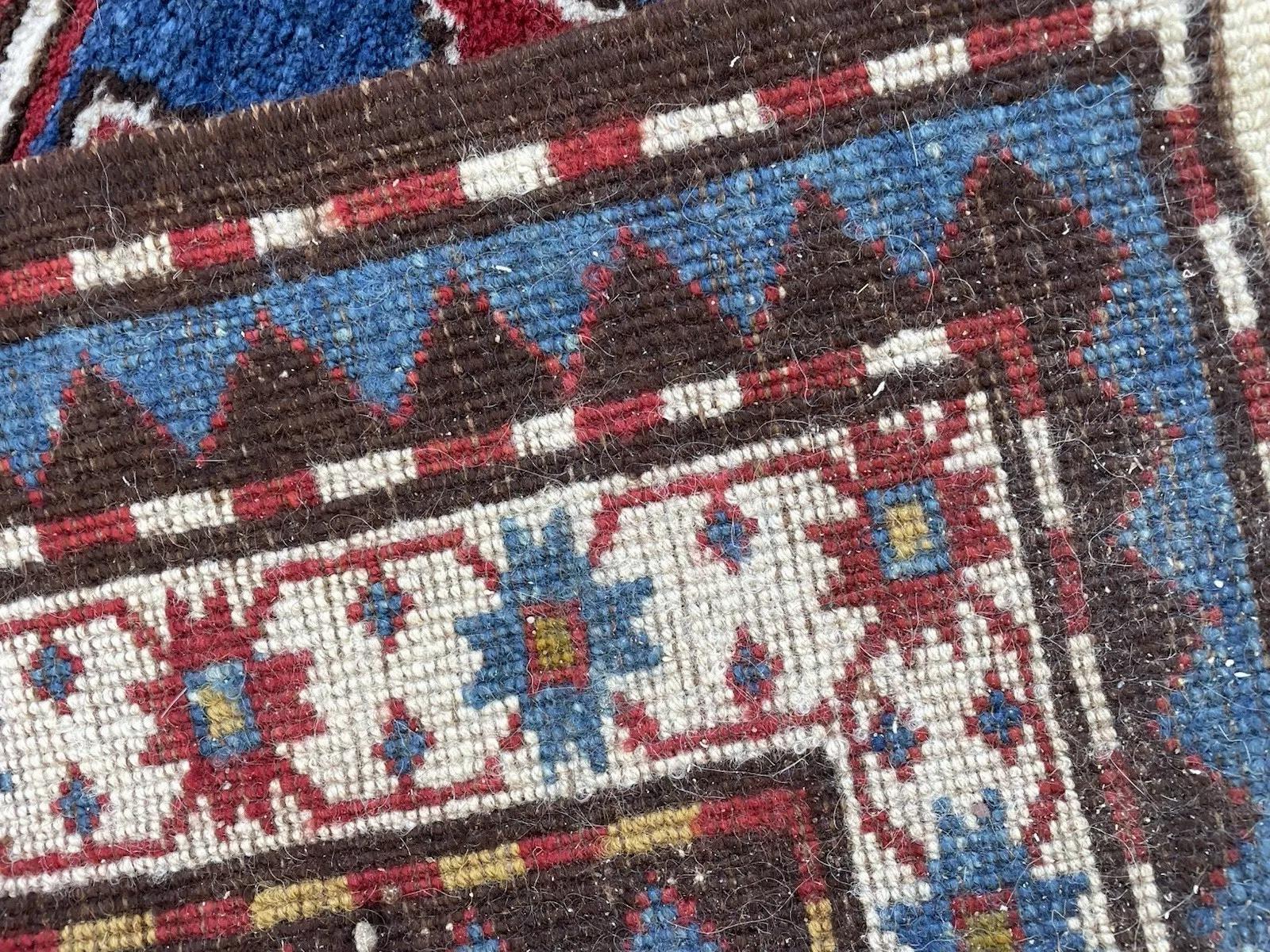 Alfombra antigua caucásica kazaka hecha a mano 3,7' x 9,2, años 20 - 1N95 en venta 2