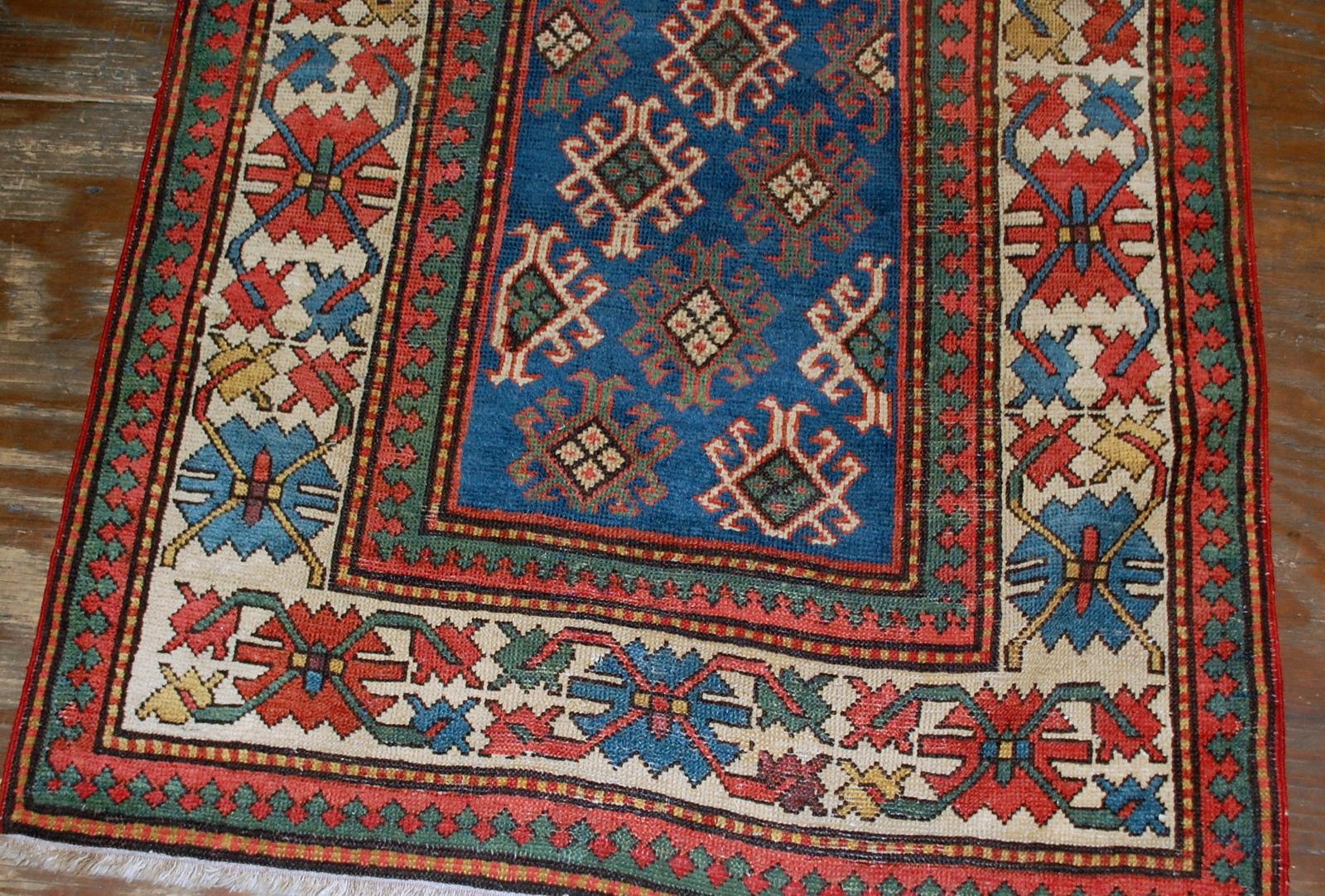 Russian Handmade Antique Caucasian Gendje Rug, 1880s, 1B522 For Sale