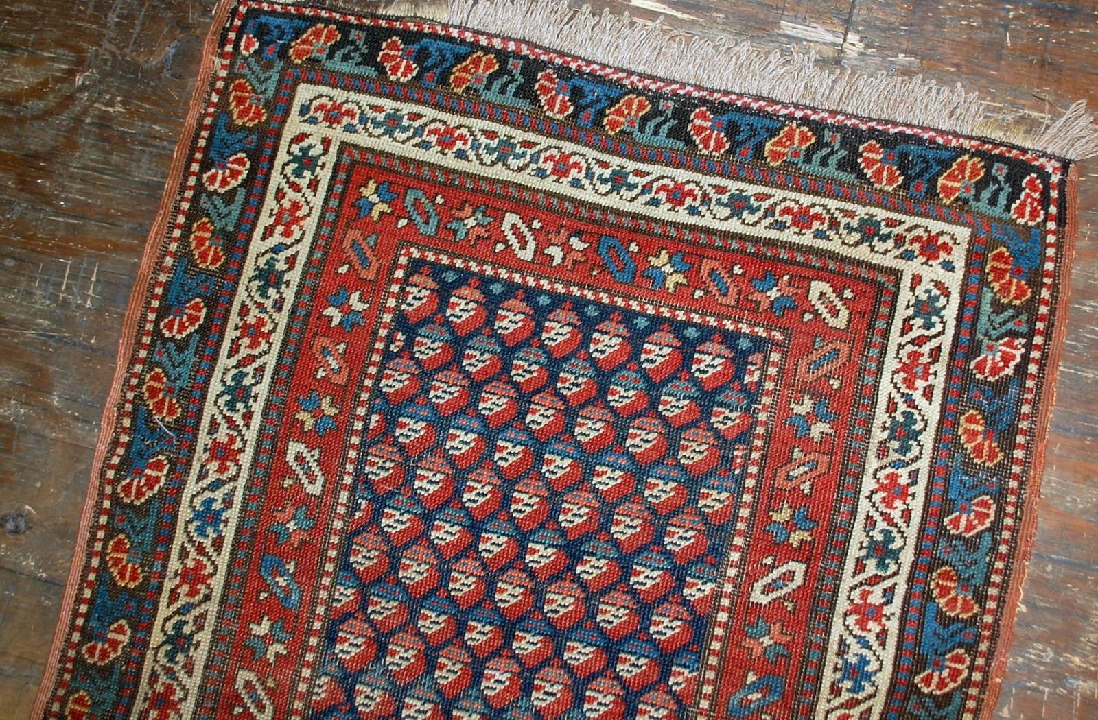 Russian Handmade Antique Caucasian Gendje Rug, 1880s, 1B475 For Sale