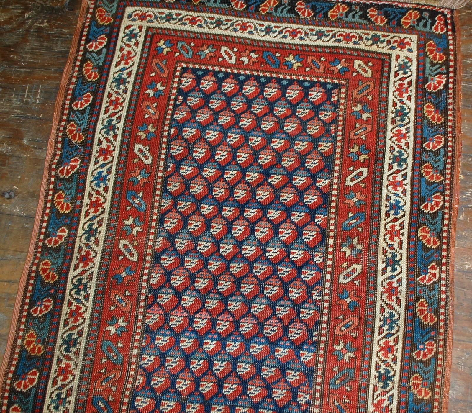 Hand-Knotted Handmade Antique Caucasian Gendje Rug, 1880s, 1B475 For Sale