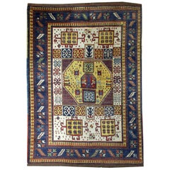 Handmade Antique Caucasian Kazak Karachov Rug, 1940s, 1B36