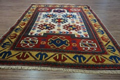 Handmade Antique Caucasian Kazak Prayer Rug 2.9' x 3.6', 1940s - 1D57