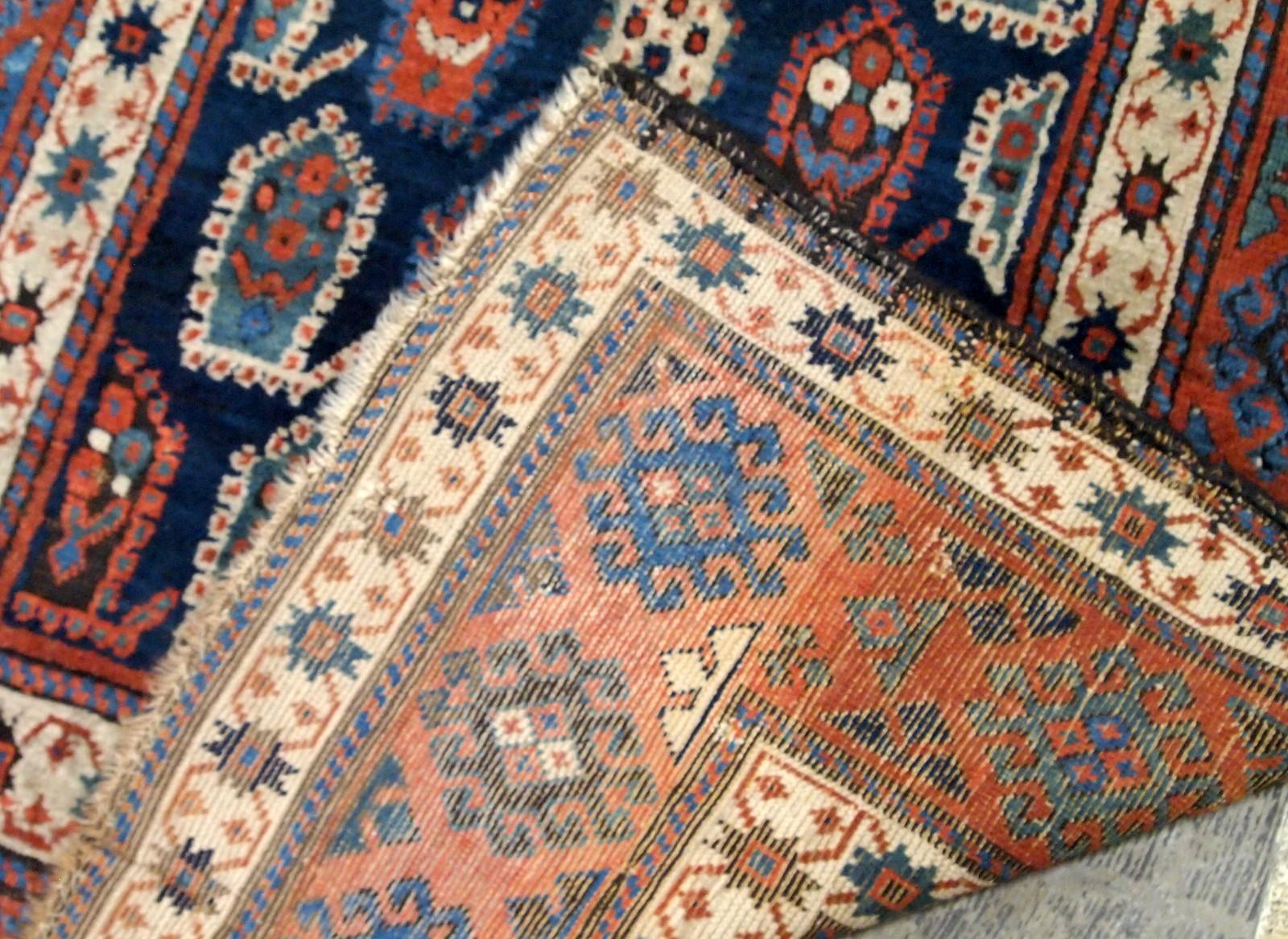 19th Century Handmade Antique Caucasian Kazak Rug, 1870s, 1B665 For Sale